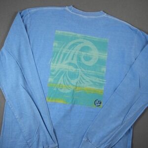Y2K Crazy Shirts Hawaiian Wave Surf Long Sleeve T-Shirt Mens L Blue Hawaiia Dyed